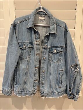 Topshop Light Blue Distressed Denim Jacket